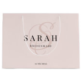Roze Monogram Persoonlijke Bruidsmeisje Groot Cadeauzakje (Voorkant)