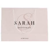 Roze Monogram Persoonlijke Bruidsmeisje Groot Cadeauzakje (Achterkant)