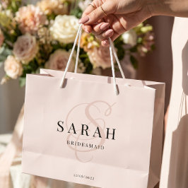 Roze Monogram Persoonlijke Bruidsmeisje Groot Cadeauzakje