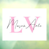 Roze Monogram Persoonlijke deur bord Raamsticker (Vel 3)