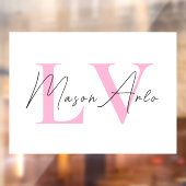 Roze Monogram Persoonlijke deur bord Raamsticker (Vel 2)