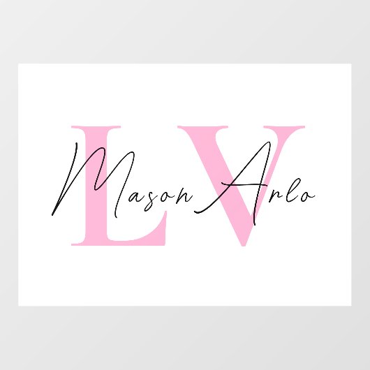 Roze Monogram Persoonlijke deur bord Raamsticker (Vel)