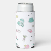 Roze Monogram Pickleball Cadeau voor Haar Seltzer Blikjeskoeler (Seltzer Achterkant)