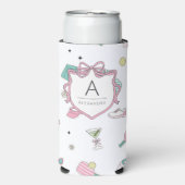 Roze Monogram Pickleball Cadeau voor Haar Seltzer Blikjeskoeler (Seltzer Voorkant)