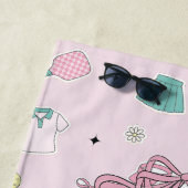 Roze Monogram Pickleball Cadeau voor Haar Strandlaken (In situ)