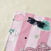 Roze Monogram Pickleball Cadeau voor Haar Strandlaken (In situ)