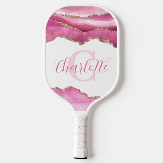 Roze monogram pickleball paddle (Achterkant)