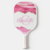 Roze monogram pickleball paddle (Voorkant)