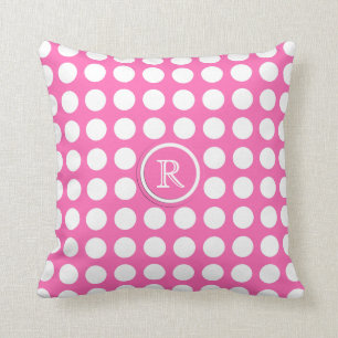 Roze Monogram Polka Dot Sierkussen