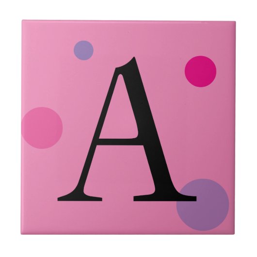 ROZE MONOGRAM POLKA DOT TEGEL TEGELTJE (Voorkant)