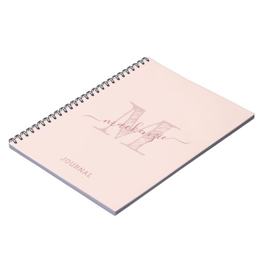 Roze monogram Robuust afbeelding op maat Notitieboek (Linkerzijde)