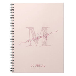 Roze monogram Robuust afbeelding op maat Notitieboek