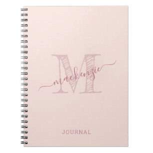 Roze monogram Robuust afbeelding op maat Notitieboek