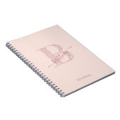 Roze monogram Robuust afbeelding op maat Notitieboek (Rechterzijde)