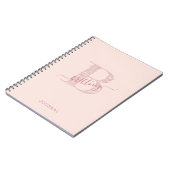 Roze monogram Robuust afbeelding op maat Notitieboek (Linkerzijde)