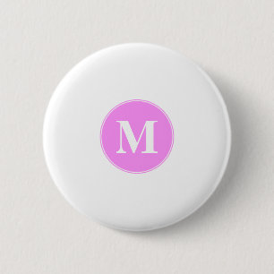 Roze monogram ronde button 5,7 cm