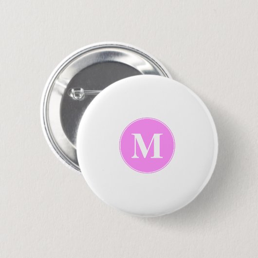 Roze monogram ronde button 5,7 cm (Voorkant /achterkant)