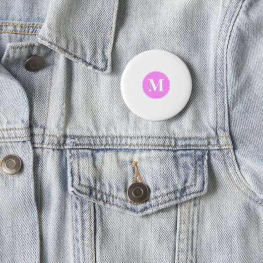 Roze monogram ronde button 5,7 cm (In situ)