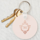 Roze Monogram Roos Gold Crest Elegant  Sleutelhanger
