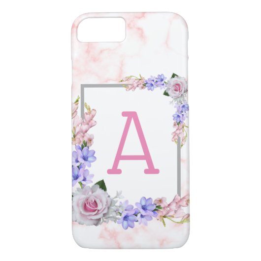 Roze Monogram Rose Bouquet Case-Mate iPhone Case (Achterkant)