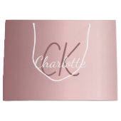 Roze monogram schrift modern elegant groot cadeauzakje (Voorkant)