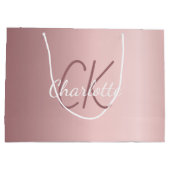 Roze monogram schrift modern elegant groot cadeauzakje (Achterkant)