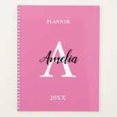 Roze Monogram Script Inspiratie Planner (Voorkant)