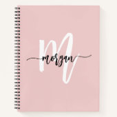Roze Monogram Script Meisje terug naar school Notitieboek (Voorkant)