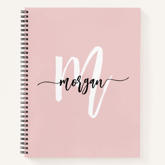 Roze Monogram Script Meisje terug naar school Notitieboek (Voorkant)