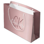 Roze monogram script modern elegant groot cadeauzakje (Achterkant Gekanteld)