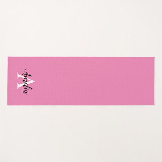 Roze monogram script Yoga Mat (Voorkant (horizontaal))