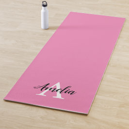 Roze monogram script Yoga Mat