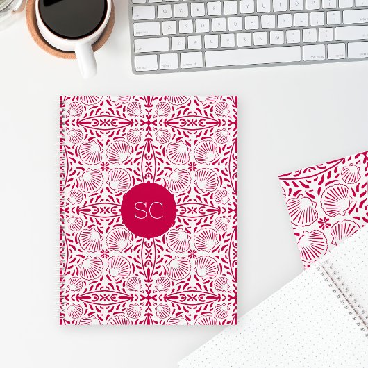 Roze Monogram Sheashell Koraal Elegant Chic Notitieboek