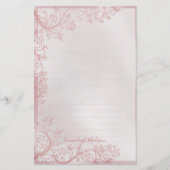 Roze Monogram Siervoering Briefpapier (Voorkant)