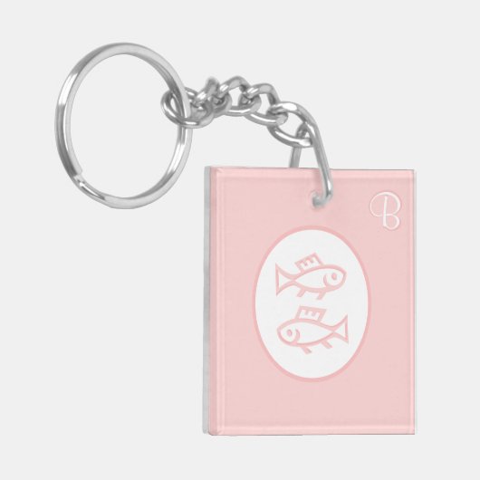 Roze monogram sleutelhangers - Dierenriem - Vissen (Voorkant Links)