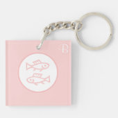 Roze monogram sleutelhangers - Dierenriem - Vissen (Achterkant)