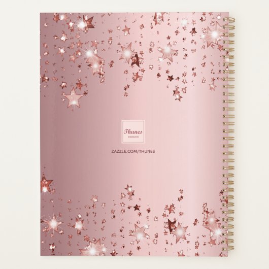 Roze monogram sterren naam planner (Achterkant)