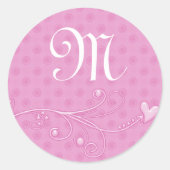 Roze monogram Sticker (Voorkant)