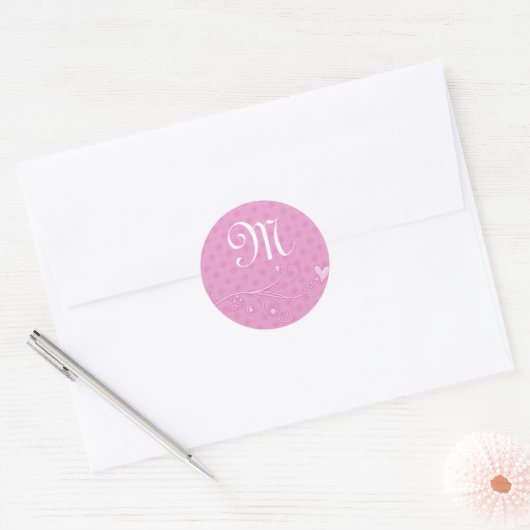 Roze monogram Sticker (Envelop)