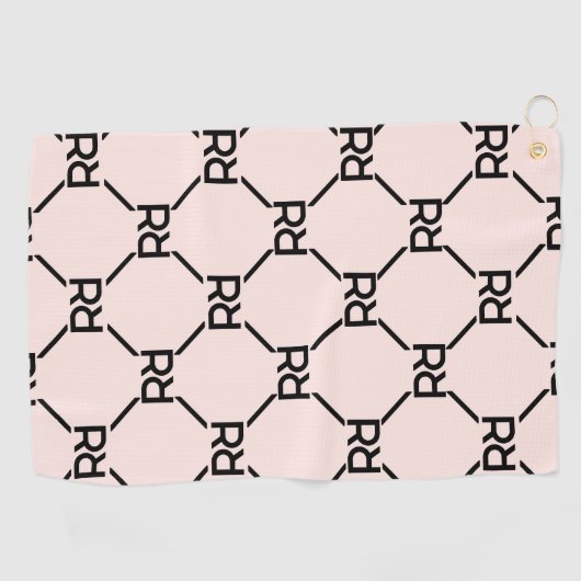 Roze Monogram Stijlvolle moderne luxe Golfhanddoek (Horizontaal)