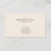 Roze Monogram Stijlvolle Slanke Plain Trendy Cream Visitekaartje (Voorkant)