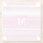 Roze monogram strepen glazen onderzetter (Achterkant)