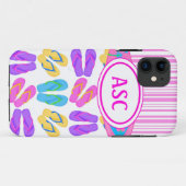 Roze Monogram Teenslippers iPhone 5 Hoesje (Achterkant (horizontaal))