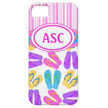 Roze Monogram Teenslippers iPhone 5 Hoesje