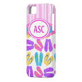 Roze Monogram Teenslippers iPhone 5 Hoesje (Achterkant Links)