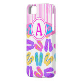 Roze Monogram Teenslippers Surfboard iPhone 5 Hoes (Achterkant Links)