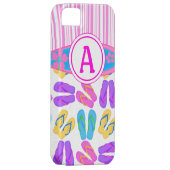 Roze Monogram Teenslippers Surfboard iPhone 5 Hoes (Back/Rechts)