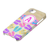 Roze Monogram Teenslippers Surfboard iPhone 5 Hoes (Onderkant)
