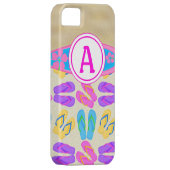 Roze Monogram Teenslippers Surfboard iPhone 5 Hoes (Back/Rechts)