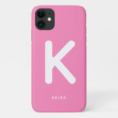 Roze Monogram Telefoonhoesje met Bubblegum Tint Case-Mate iPhone Case (Achterkant)